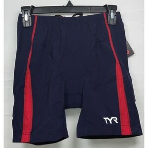 NWT‎ Women's TYR Carbon 6 Inch Shorts w/ Amp Pad Navy & Red - Medium